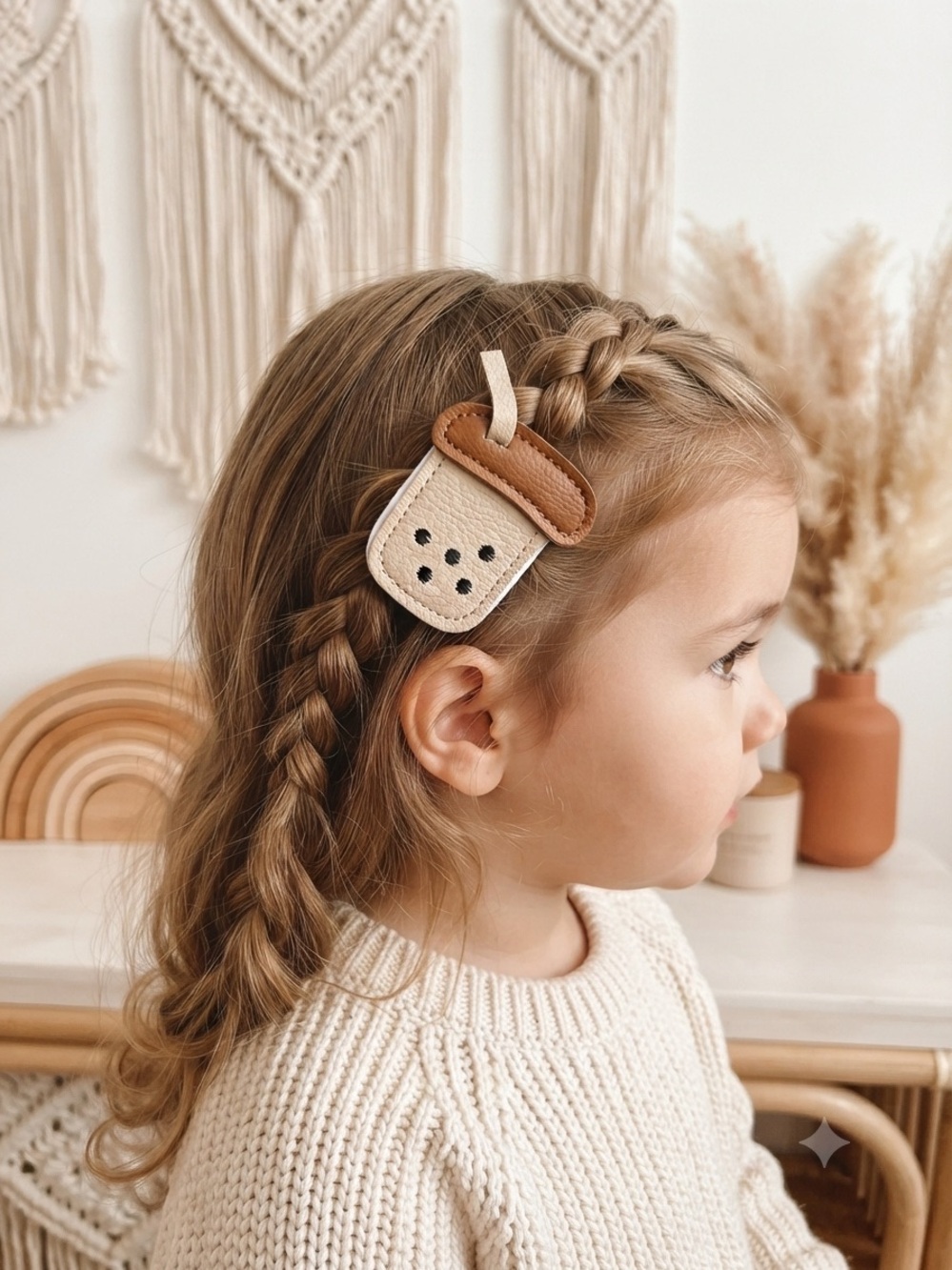 Handmade Boba Tea Milk Tea Leather Hair Clip Boutique Cute Fun